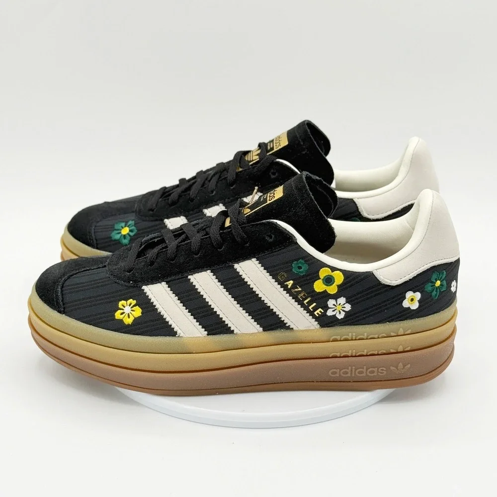 Adidas X Liberty London Gazelle Bold / Size 7.5 Black White Flowers IH1922, NEW